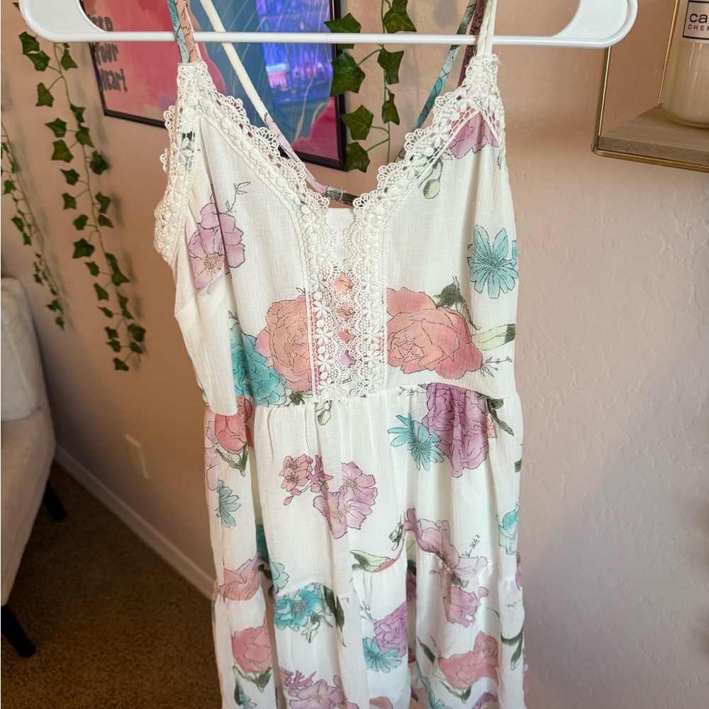 Xhilaration Pink Floral Smocked Dress
